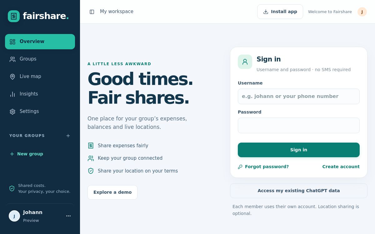 Fairshare project preview