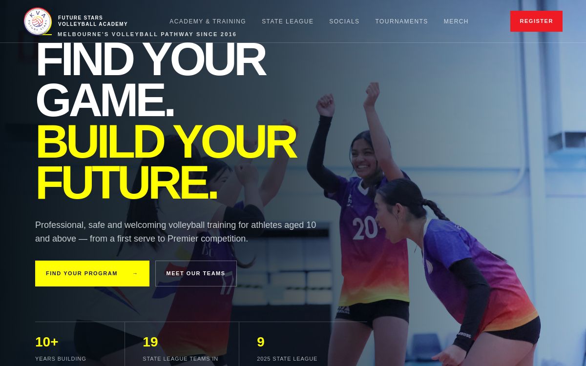 KVA Future Stars Volleyball Academy website preview